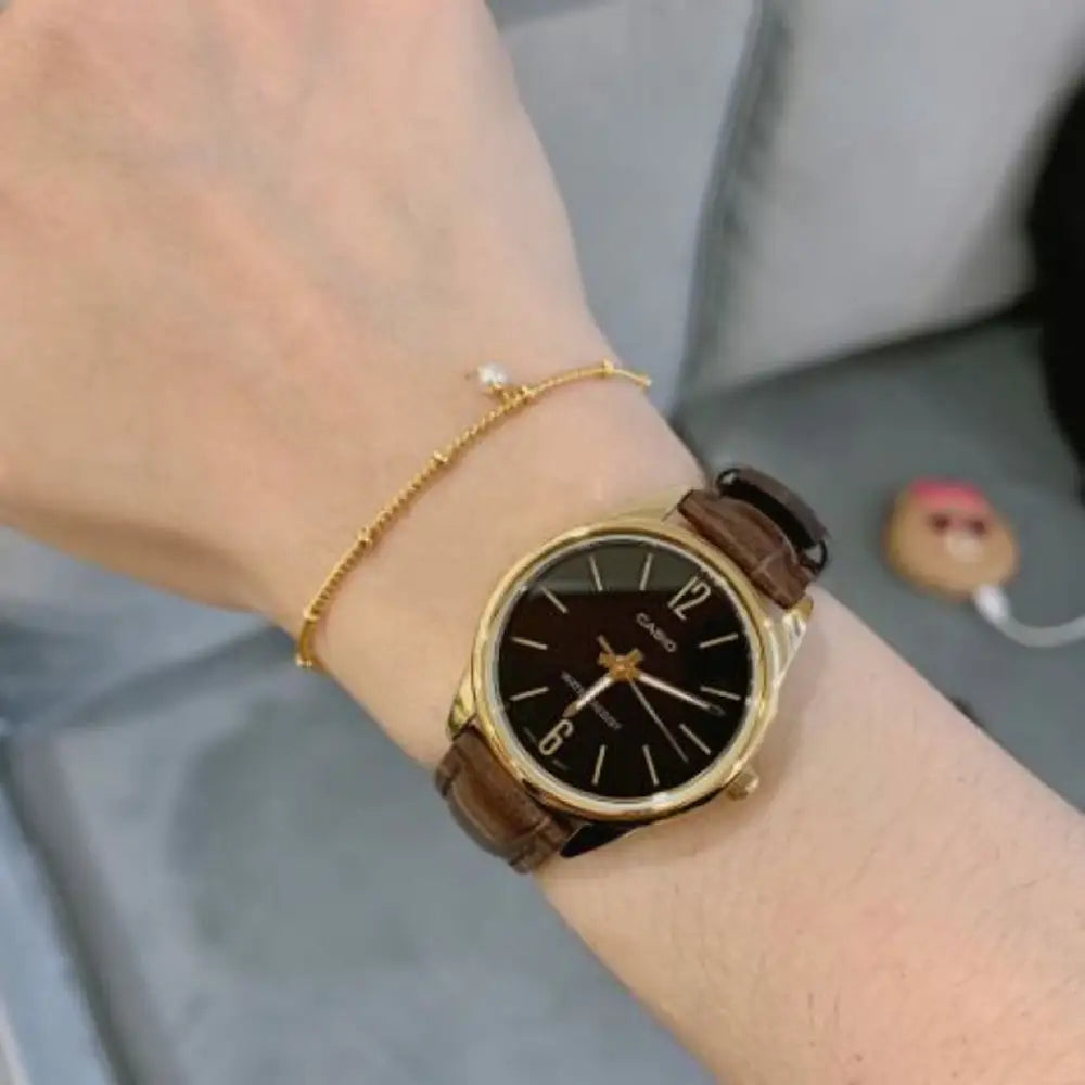 Casio Women’s Quartz Gold Tone Stainless Steel/Brown Leather