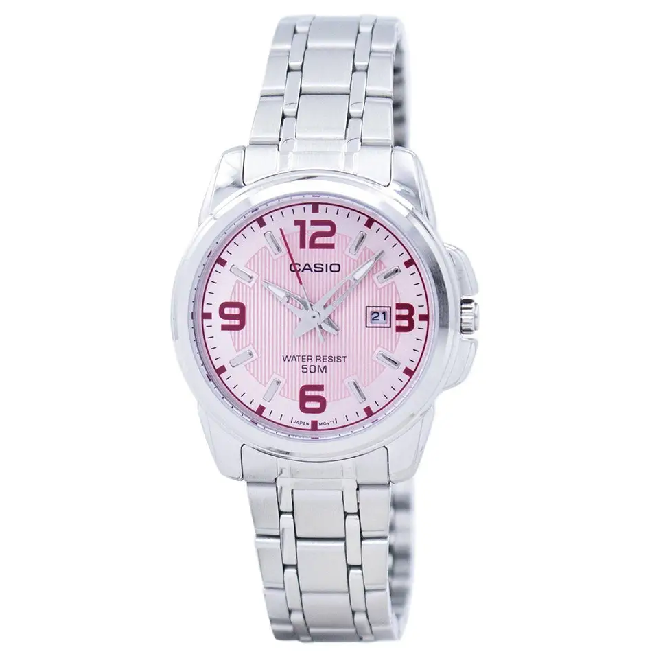 Casio Women’s Silver Stainless-Steel Quartz Watch with Pink