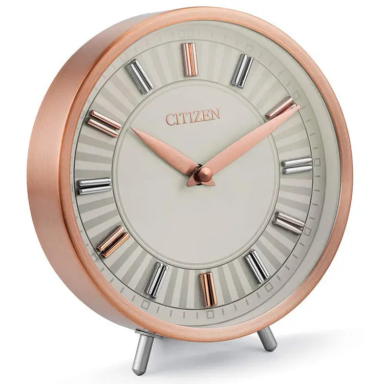 Citizen Analog Quartz Rose Gold Tone Decorative Desk Clock