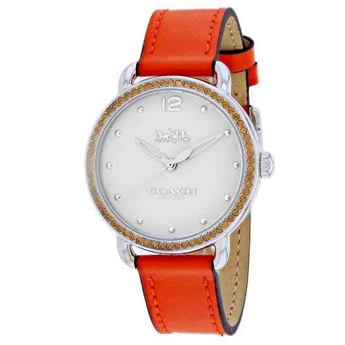 Coach Women’s Delancey Quartz Stainless Steel/Orange Leather