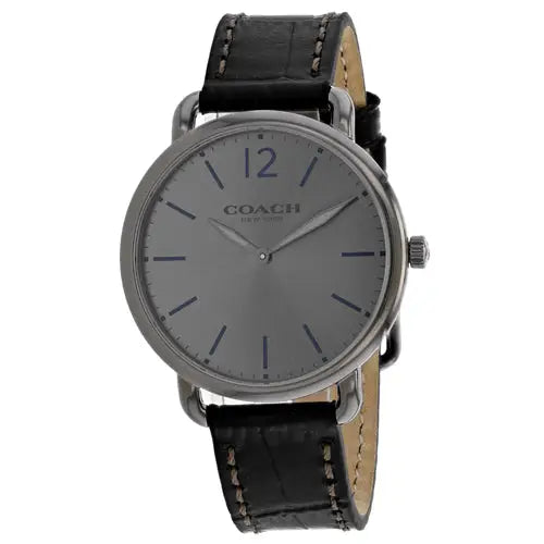 Coach Women’s Delancey Stainless Steel Black Leather Watch