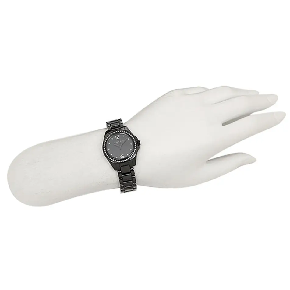 Coach Women’s Tristen Quartz Crystal Accents Black Ceramic