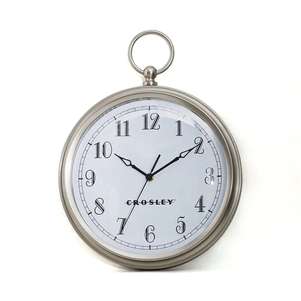Crosley 12 Deco Finial Metallic Wall Clock & Alarm Clock Set