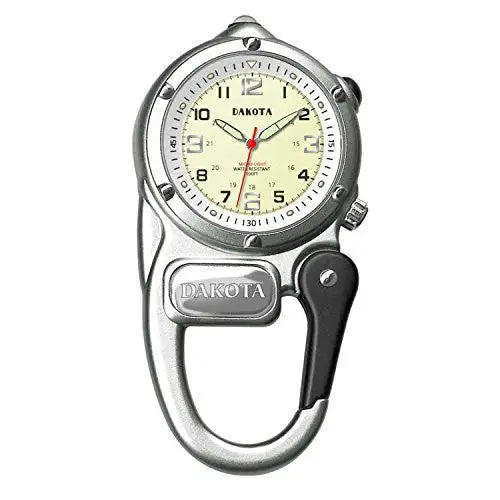 Dakota LED Military Dial 100ft Silver Alloy Mini Clip Watch