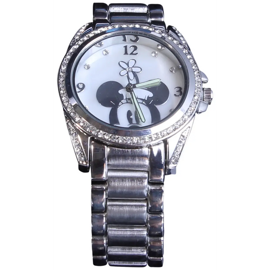 Disney Women’s Rhinestone Accent Mother of Pearl Stainless