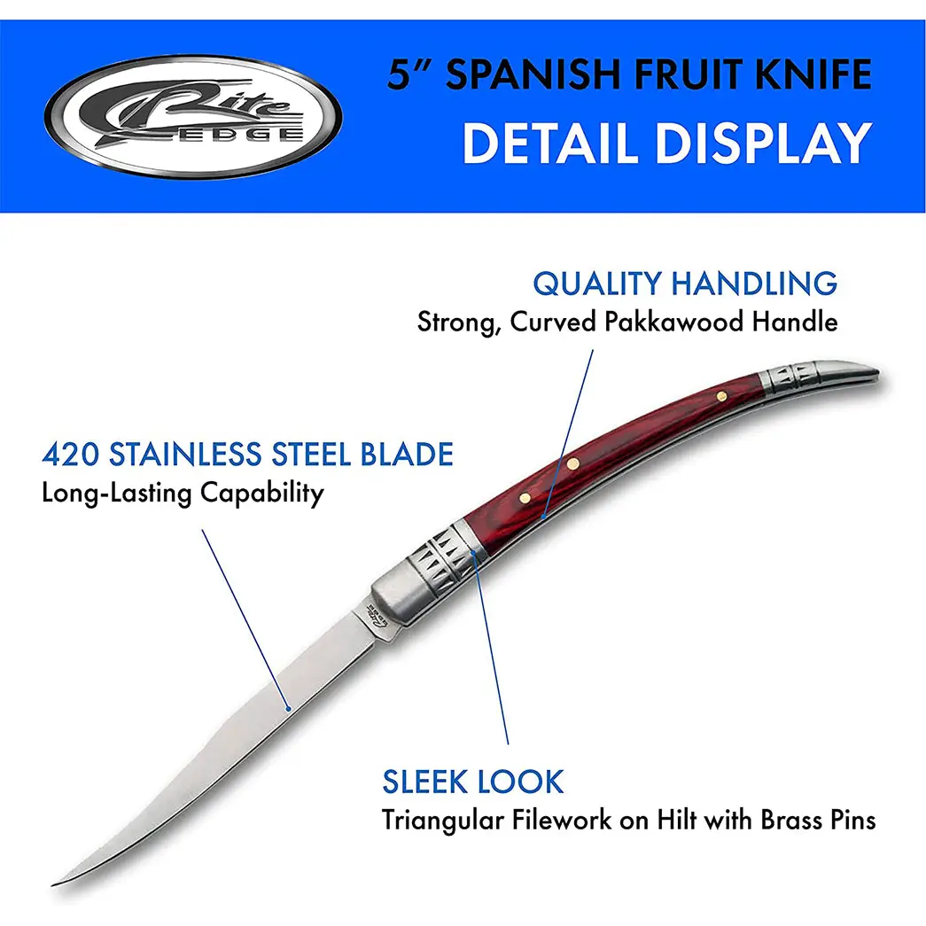 Exclusive 5 Stainless Steel/Pakkawood Spanish Fruit Folding