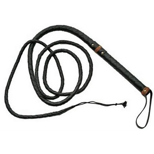 Exclusive Handmade 9ft Black Braided Leather Bull Whip