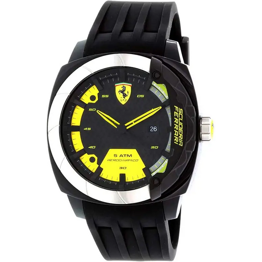 Ferrari Scuderia Men’s Aerodinamico Quartz Black Silicone