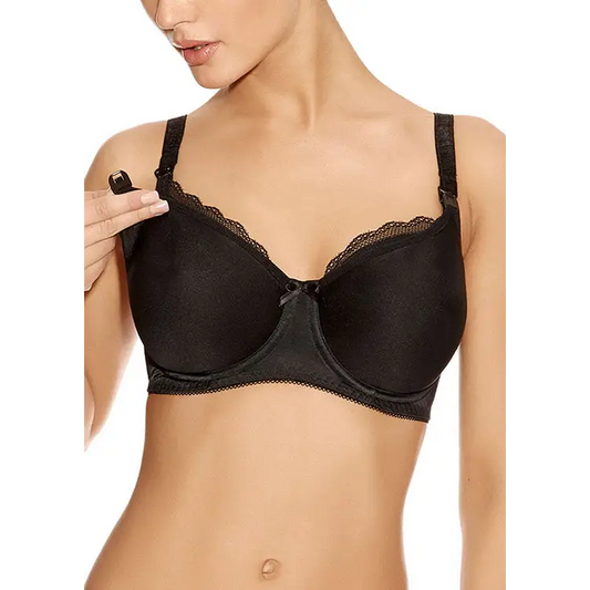 Freya Pure Underwire Moulded Nursing Bra (Black,36D)