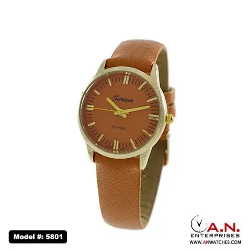 Geneva Orange Leather Watch 5801 - Watches geneva