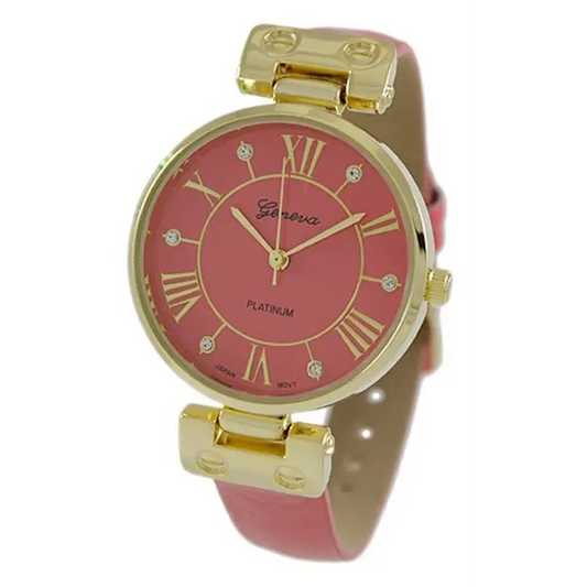 Geneva Platinum Women’s Gold Tone S. Steel Strawberry Faux