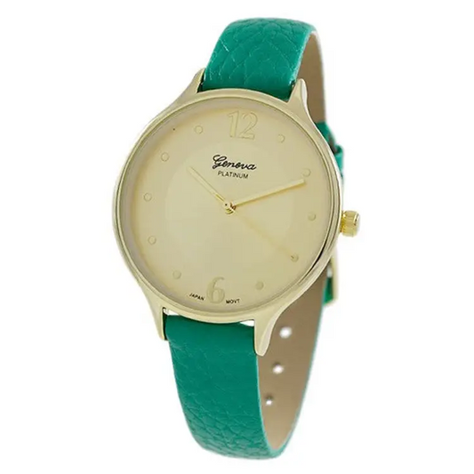 Geneva Platinum Women’s Gold Tone Stainless Steel Dark Green