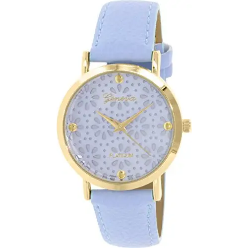 Geneva Platinum Women’s Leather Analog Quartz Watch