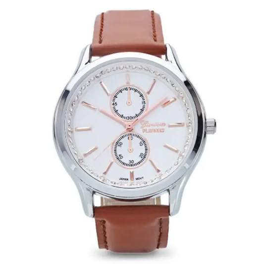 Geneva Platinum Women’s Quartz Stainless Steel/Cognac Faux