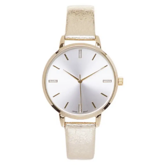 Geneva Platinum Women’s Quartz Stainless Steel/Faux Leather