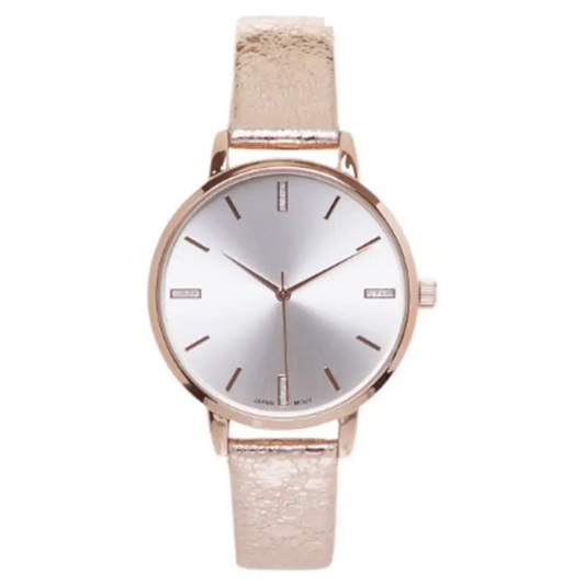 Geneva Platinum Women’s Quartz Stainless Steel/Faux Leather