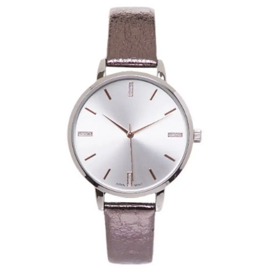 Geneva Platinum Women’s Quartz Stainless Steel/Faux Leather