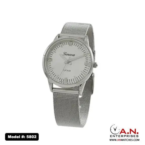 Geneva Silver Stainless Steel Mesh Band 5802 - Watches