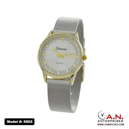 Geneva Two Tone Stainless Steel Mesh Band 5802 - Watches