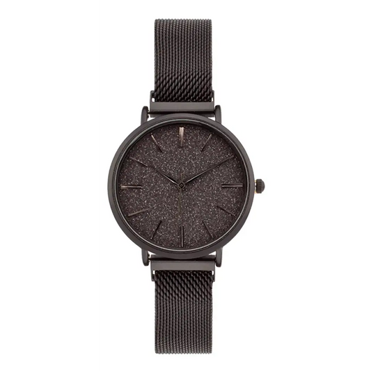 Geneva Women’s Analog Quartz Black Stainless Steel Mesh