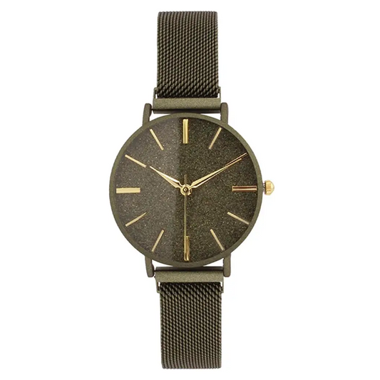 Geneva Women’s Analog Quartz Olive Stainless Steel Mesh