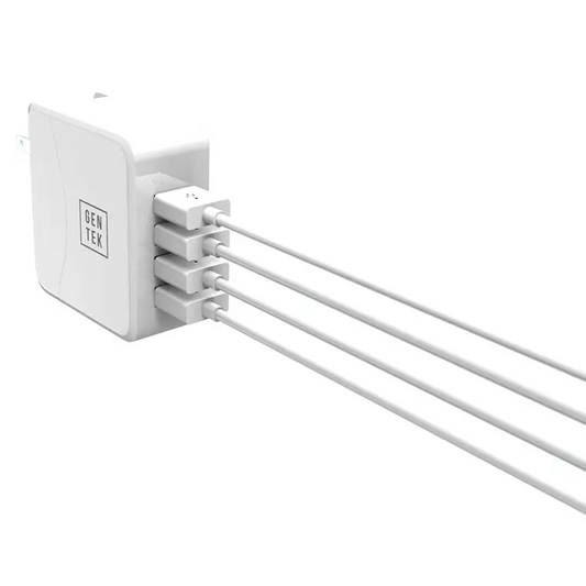 Gentek 4-Port 4 AMP USB Wall Charger (White) 21082 - Misc