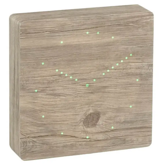 Gingko Ash Analog Click Clock/Green LED Electric Alarm Clock