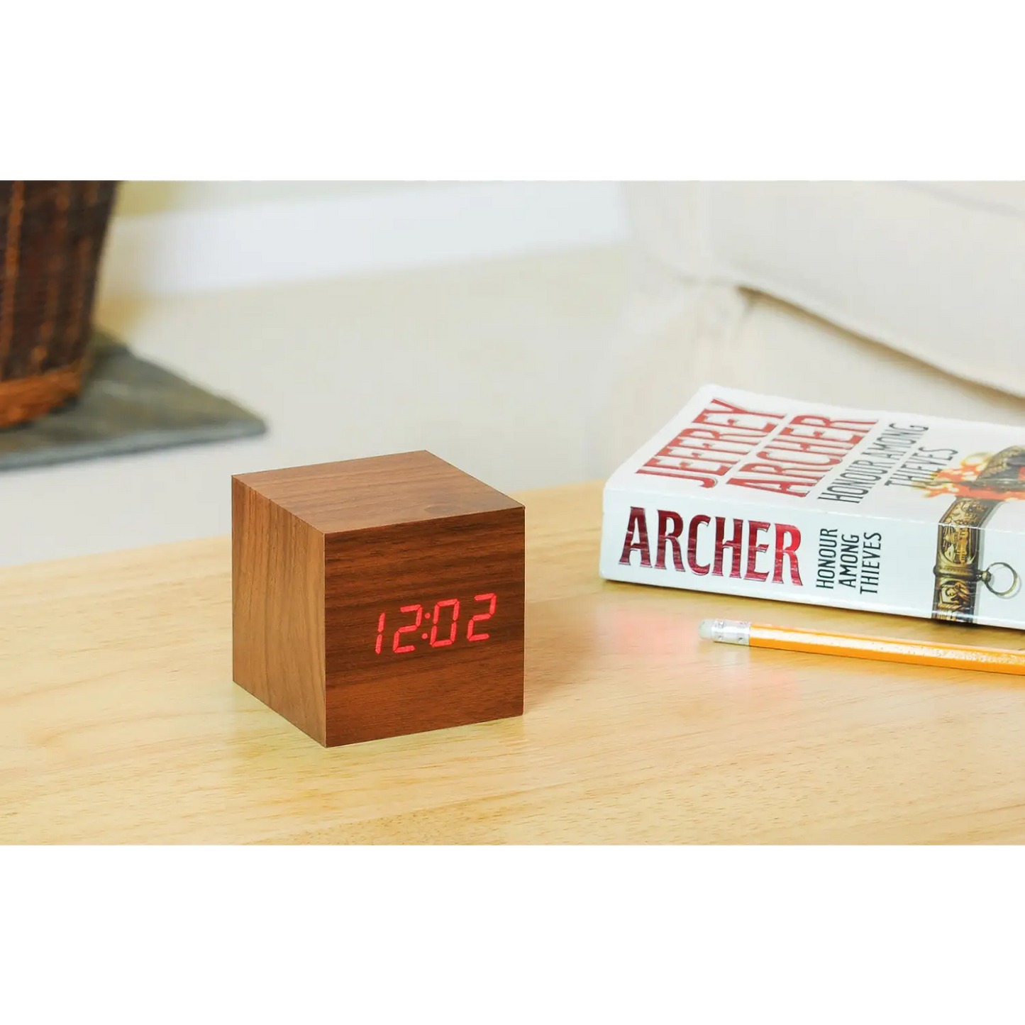 Gingko Cube Click Clock 2.5 x 2.5 Red LED Alarm Clock