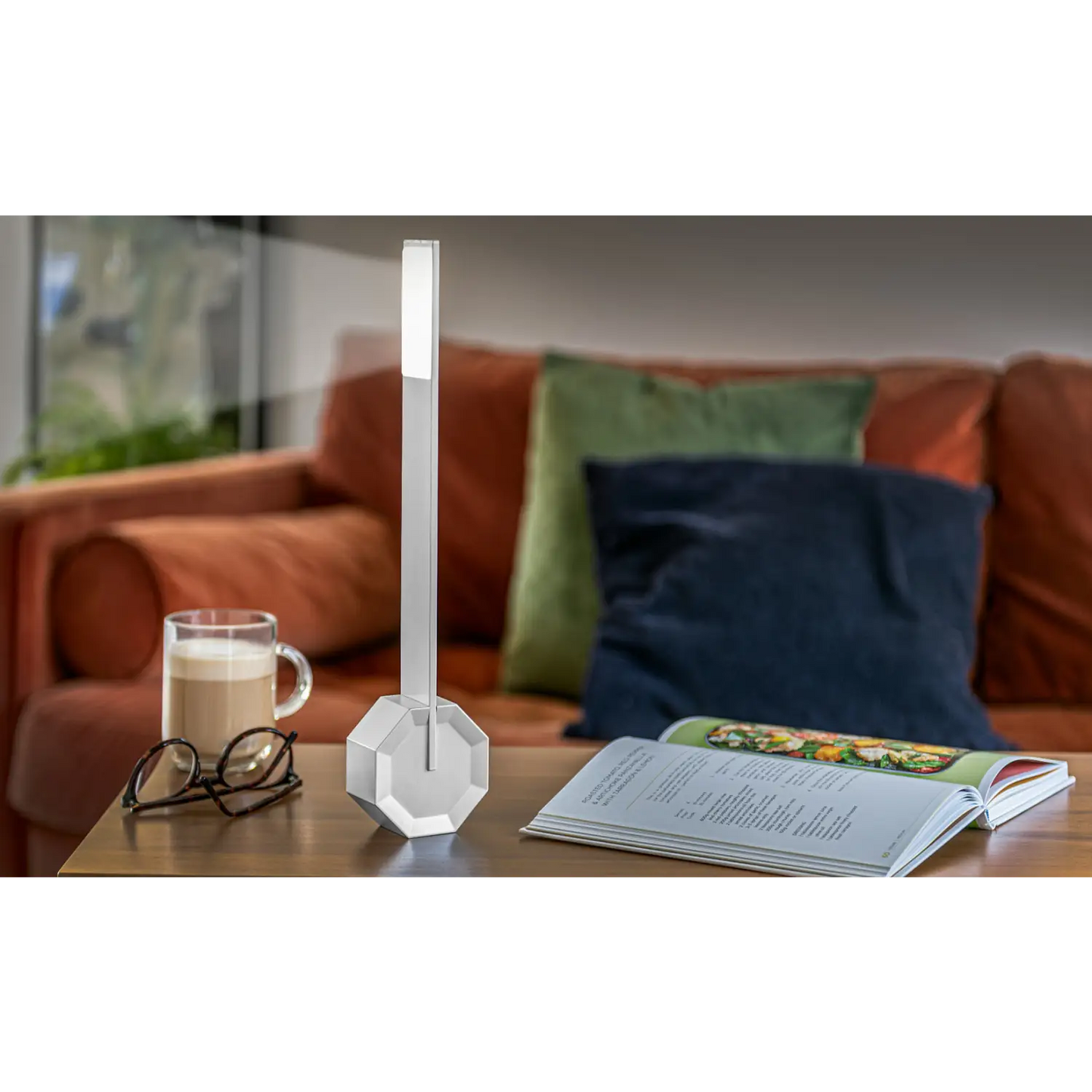 Gingko Octagon One Rechargeable Desk Lamp (Aluminum Silver