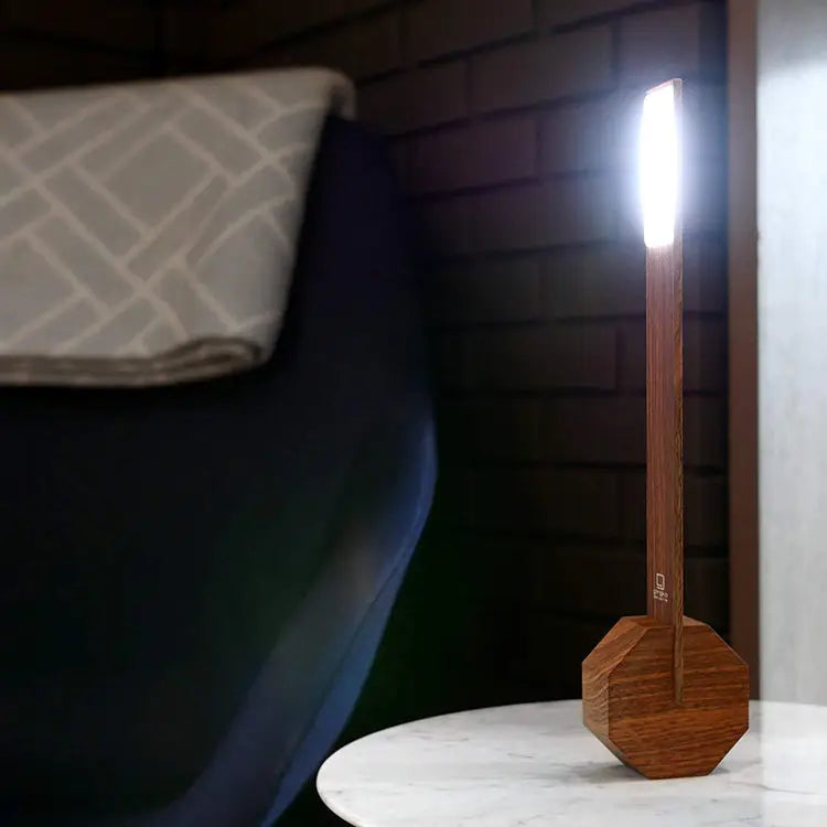 Gingko Octagon One Rechargeable Desk Lamp (Walnut) GK11W8 -