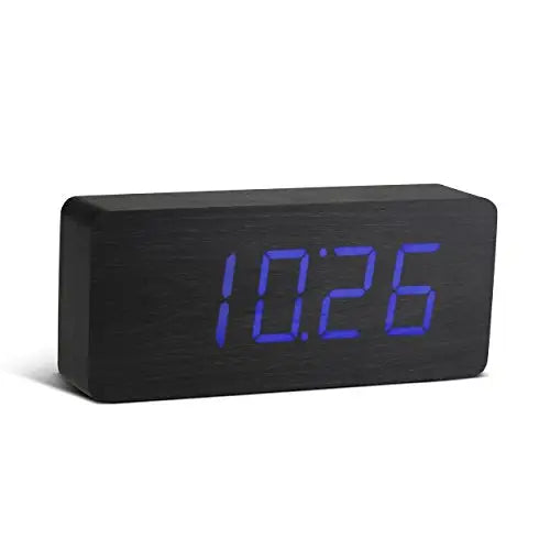 Gingko Slab Black Click Clock Blue LED - Misc