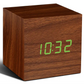 Gingko Walnut Cube Digital Click Clock/Green LED Alarm Clock