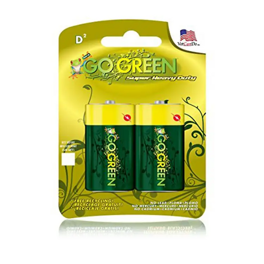 Go Green Power Super Heavy Duty Batteries D (Pack of 2)