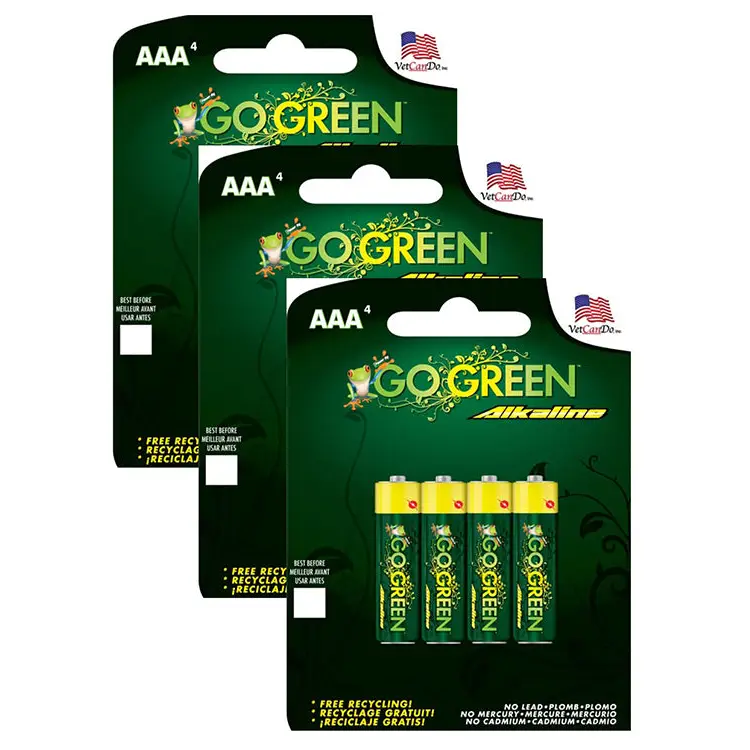 GoGreen Power Alkaline AAA Batteries - 4 Pack (Bundle of 3)