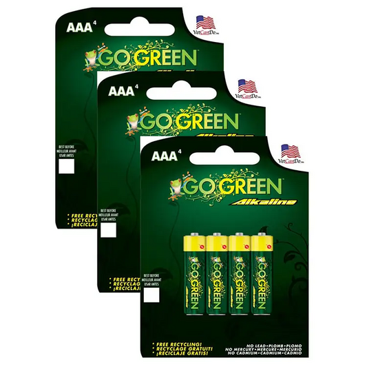 GoGreen Power Alkaline AAA Batteries - 4 Pack (Bundle of 3)