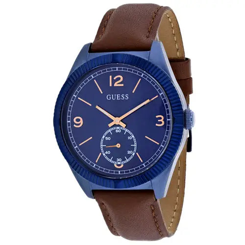 Guess Men’s Dress Quartz Chrono Blue Stainless Steel/Brown