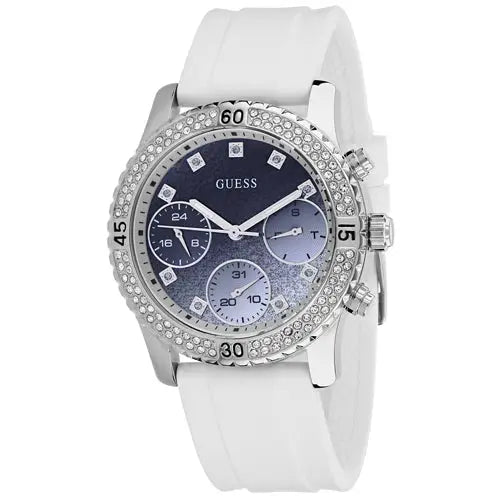 Guess Women’s Confetti Stainless Steel White Silicone Watch