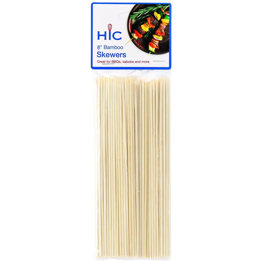 HIC Kitchen All Natural Bamboo Skewer for BBQ Grilling (8in