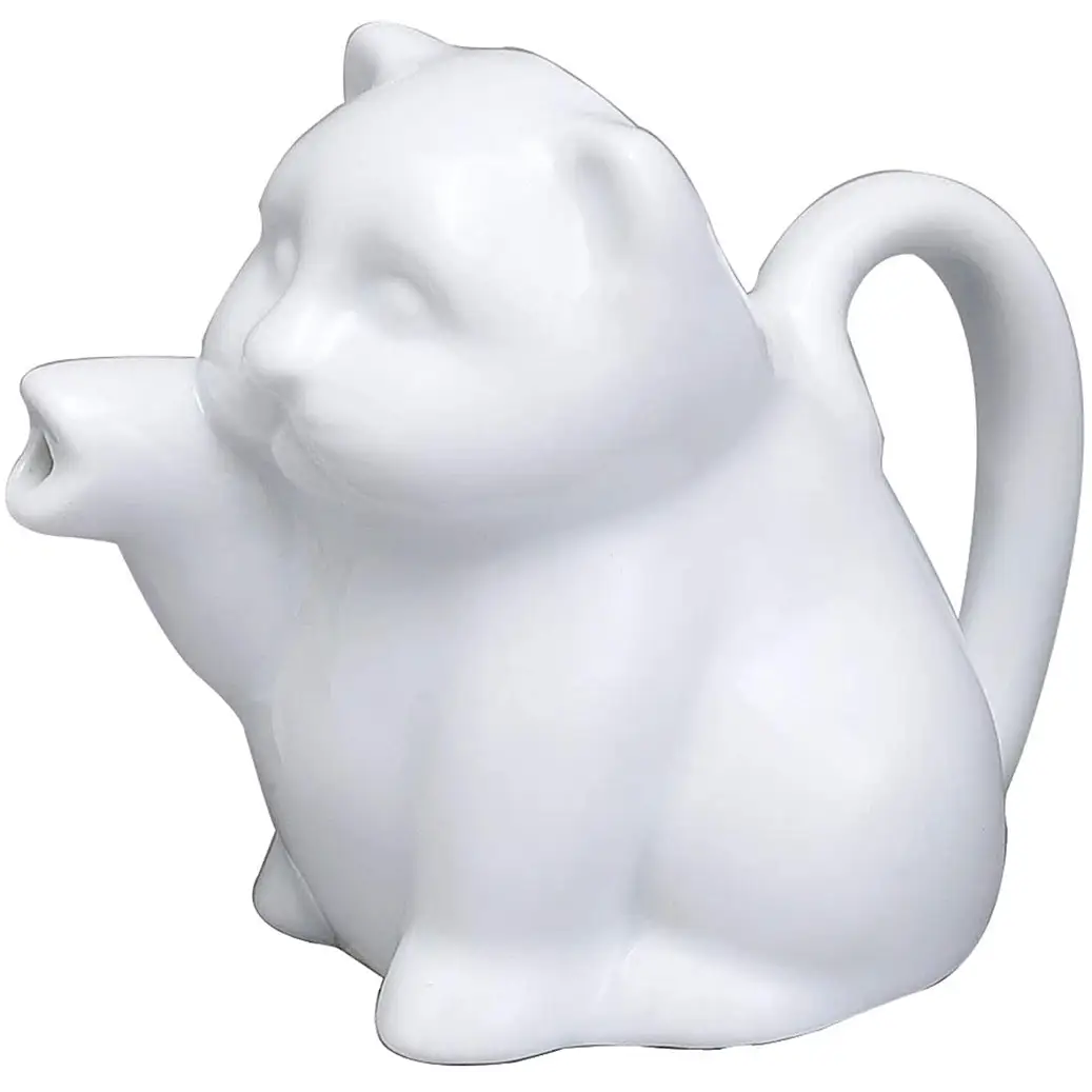 HIC Kitchen Fine Porcelain Mini Cat Creamer 2oz (White)