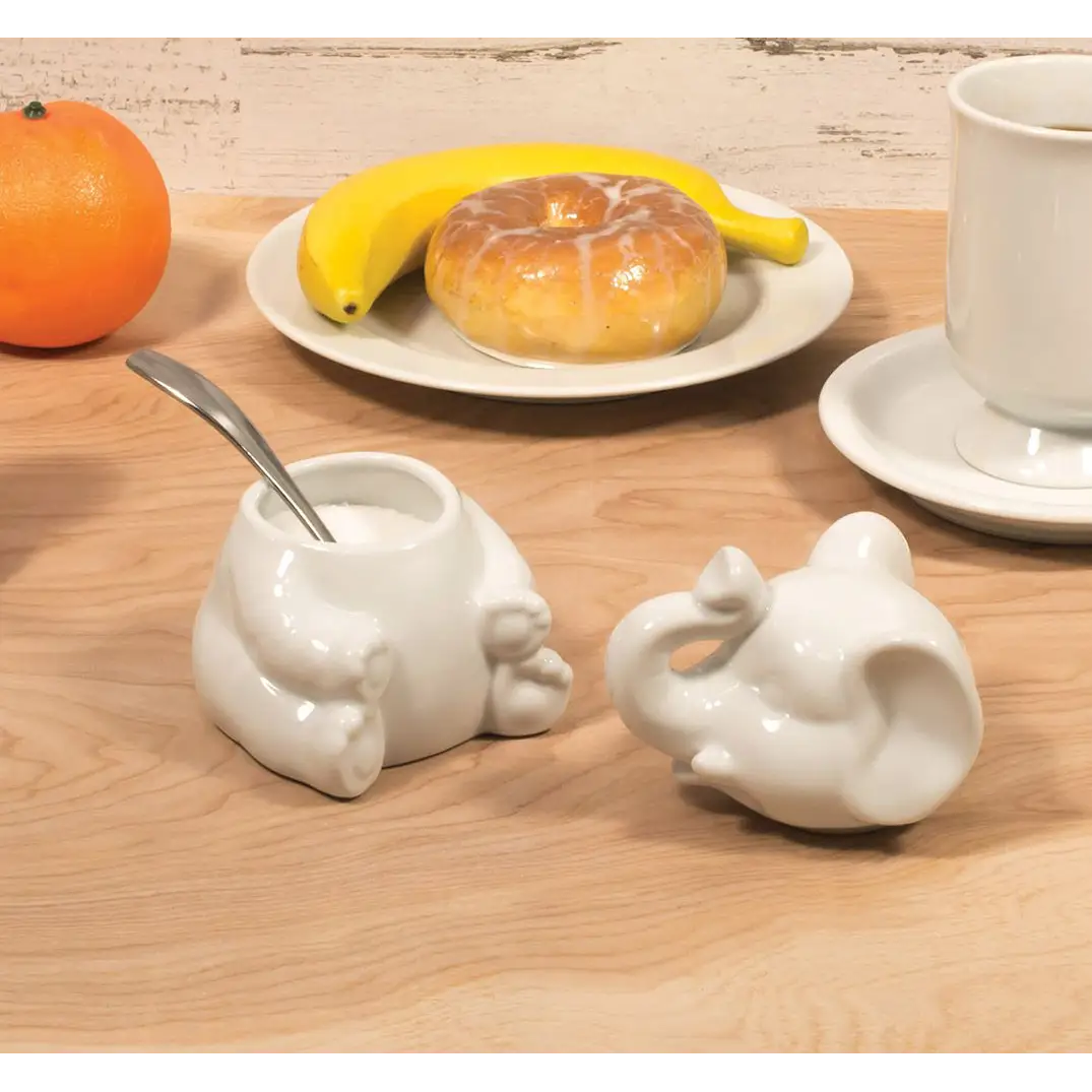 HIC Kitchen Fine Quality Porcelain Elephant Sugar Holder