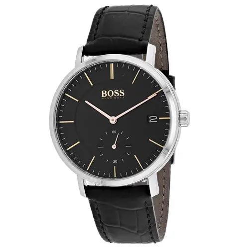 Hugo Boss Men’s Corporal Stainless Steel Black Leather Watch