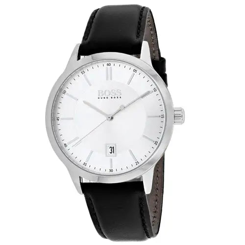 Hugo Boss Men’s Officer Stainless Steel Black Leather Watch
