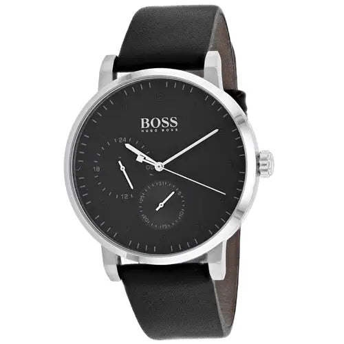 Hugo Boss Men’s Oxygen Stainless Steel Black Leather Watch
