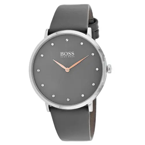 Hugo Boss Women’s Jillian Stainless Steel Gray Leather Watch