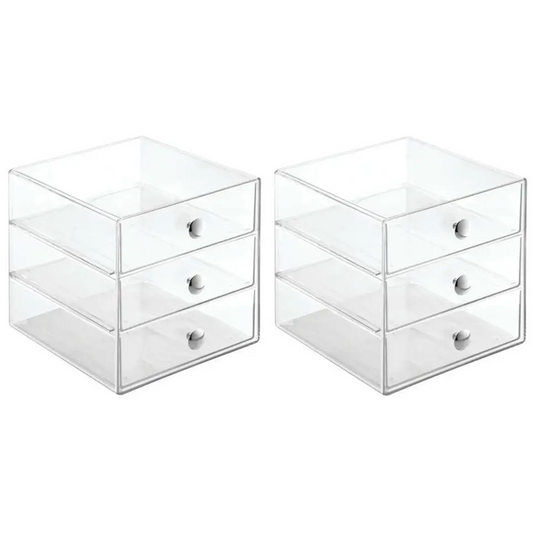 InterDesign 3 Drawers Plastic Vanity Organizer Pack of 2