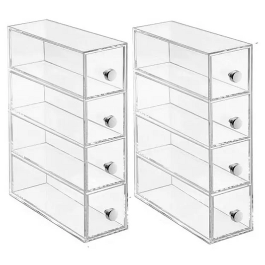 InterDesign 4 Drawers Plastic Vanity Narrow Cosmetics
