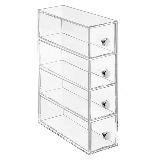 InterDesign 4 Drawers Plastic Vanity Narrow Cosmetics