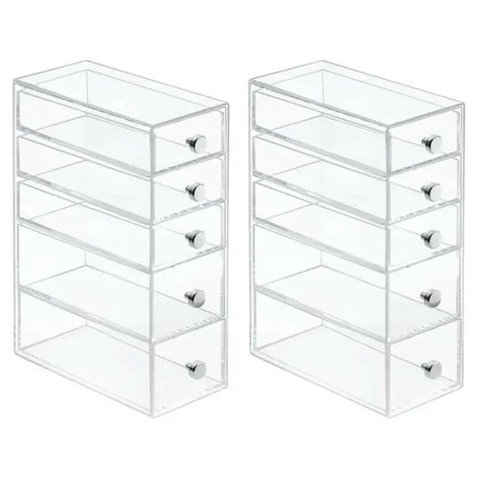 InterDesign 5 Drawers Plastic Vanity Narrow Cosmetics