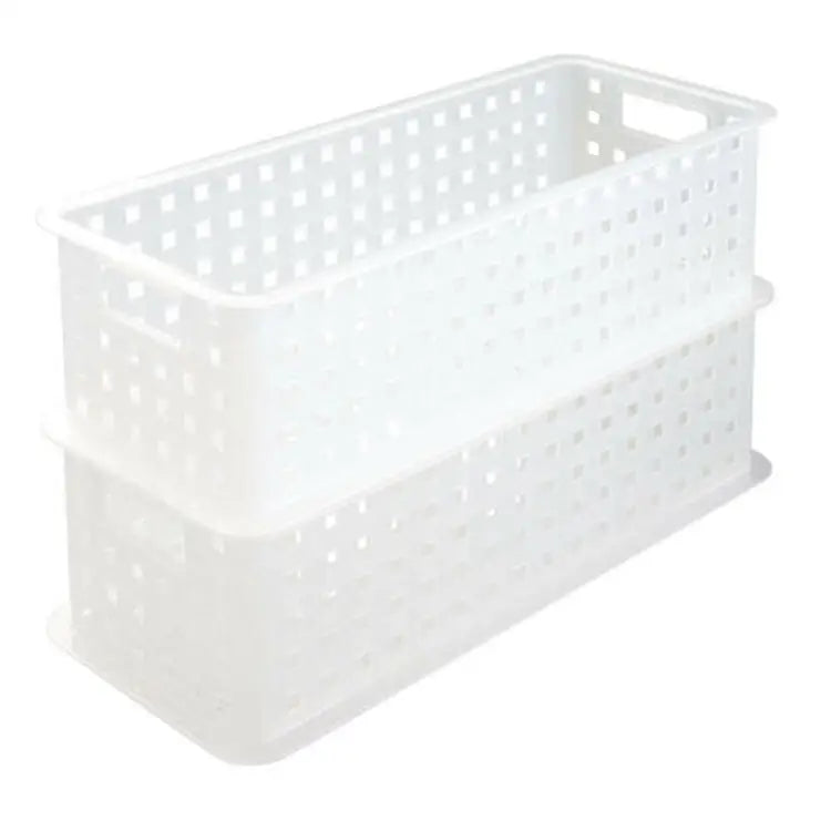 InterDesign Durable Plastic Storage Basket with Handle Pack