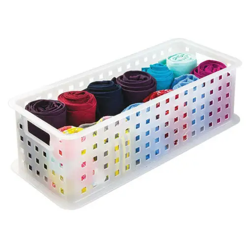 InterDesign Durable Plastic Storage Basket with Handle Pack